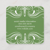 Groen fancy elementen vierkante visitekaartje (Achterkant)