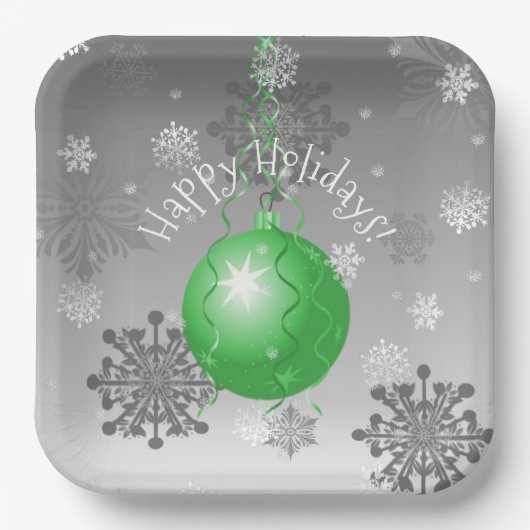 Groen Fancy kerstpapier Bord (Voorkant)