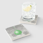 Groen Fancy kerstsiersteen Onderzetter (Zijkant)