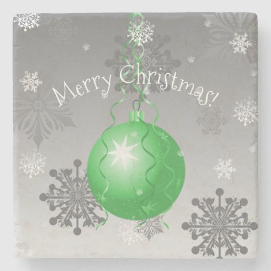 Groen Fancy kerstsiersteen Onderzetter (Voorkant)