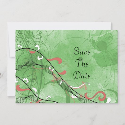 Groen Fancy sparen de Datum Save The Date (Voorkant)