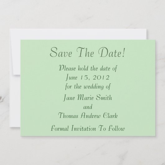 Groen Fancy sparen de Datum Save The Date (Achterkant)