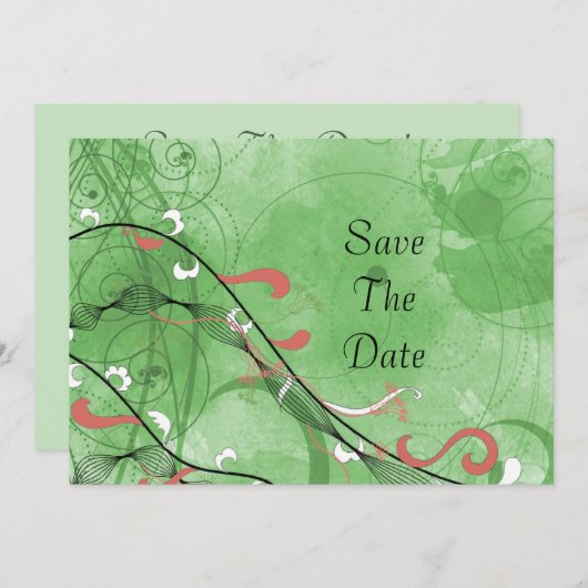 Groen Fancy sparen de Datum Save The Date (Voorkant / Achterkant)