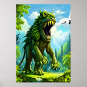 Groen fantasiekarakter | AI Art Poster (Voorkant)