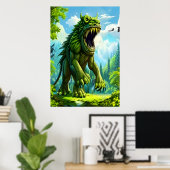 Groen fantasiekarakter | AI Art Poster (Thuiskantoor)