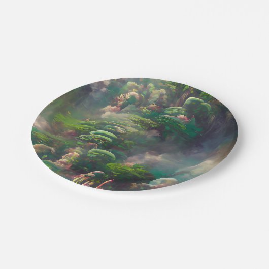 Groen Fantasy Forest Papieren Bordje (Gekanteld)
