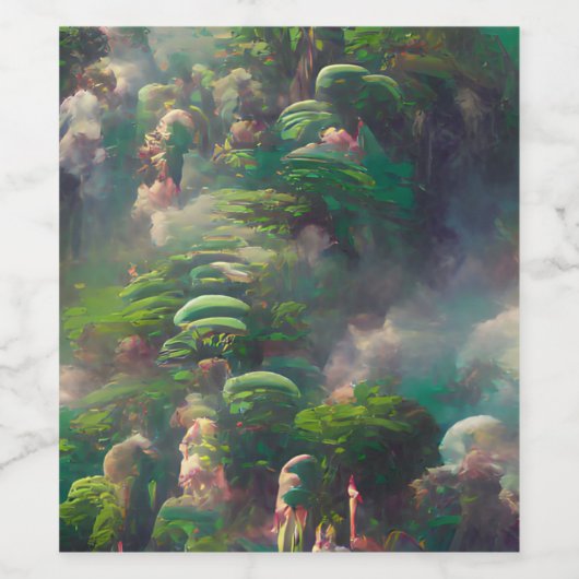 Groen Fantasy Forest Wijn Etiket (Enkel label)