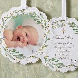 groen faux glitter Doop dank u Ornament Kaart