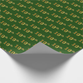 Groen, Faux Gold 10e (tiende) Event Wrapping Paper Cadeaupapier