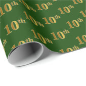 Groen, Faux Gold 10e (tiende) Event Wrapping Paper Cadeaupapier (Rol Hoek)