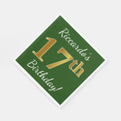 Groen, Faux Gold 17th Birthday + Eigen naam Servetten (Hoek)