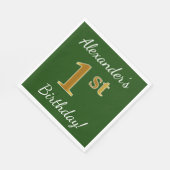 Groen, Faux Gold 1st Birthday + aangepaste naam Servet (Hoek)