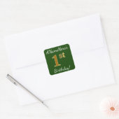 Groen, Faux Gold 1st Birthday + aangepaste naam Vierkante Sticker (Envelop)
