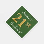 Groen, Faux Gold 21ste verjaardag + aangepaste naa Servet (Hoek)