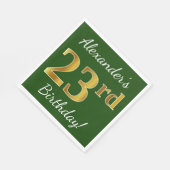 Groen, Faux Gold 23rd Birthday + aangepaste naam Servet (Hoek)