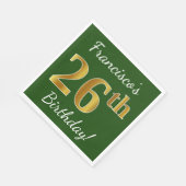 Groen, Faux Gold 26th Birthday + Eigen naam Servet (Hoek)