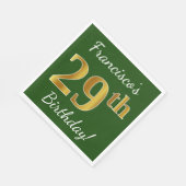 Groen, Faux Gold 29th Birthday + Eigen naam Servet (Hoek)