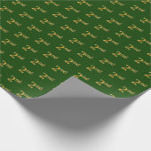 Groen, Faux Gold 2e (tweede) Event Wrapping Paper Cadeaupapier (Hoek)