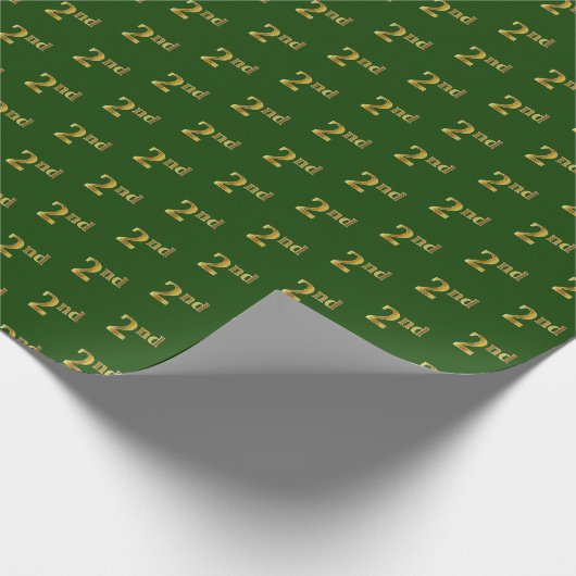 Groen, Faux Gold 2e (tweede) Event Wrapping Paper Cadeaupapier (Hoek)