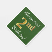 Groen, Faux Gold 2e verjaardag + Aangepaste naam Servetten (Hoek)