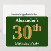 Groen, Faux Gold 30ste verjaardagsfeestje + aangep Kaart (Voorkant / Achterkant)