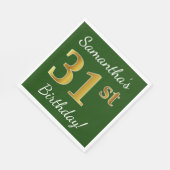 Groen, Faux Gold 31st Birthday + aangepaste naam Servet (Hoek)