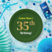 Groen, Faux Gold 35th Birthday + Eigen naam Papieren Bordje (Feest)