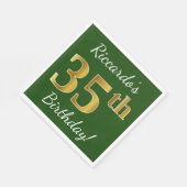 Groen, Faux Gold 35th Birthday + Eigen naam Servetten (Hoek)