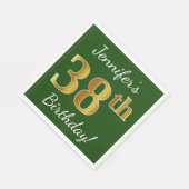 Groen, Faux Gold 38th Birthday + Eigen naam Servet (Hoek)