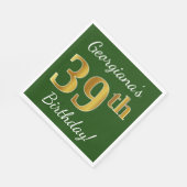 Groen, Faux Gold 39th Birthday + Eigen naam Servet (Hoek)