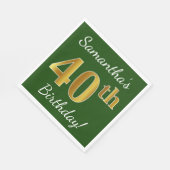 Groen, Faux Gold 40th Birthday + aangepaste naam Servetten (Hoek)