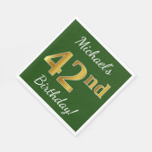 Groen, Faux Gold 42e verjaardag + Aangepaste naam Servet (Hoek)