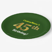Groen, Faux Gold 45th Birthday + Eigen naam Papieren Bordje (Gekanteld)