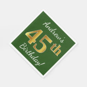 Groen, Faux Gold 45th Birthday + Eigen naam Servetten (Hoek)