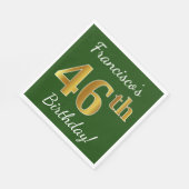 Groen, Faux Gold 46th Birthday + Eigen naam Servet (Hoek)