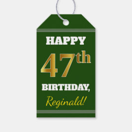 Groen, Faux Gold 47th Birthday + Eigen naam Cadeaulabel