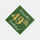 Groen, Faux Gold 49th Birthday + Eigen naam Servet (Hoek)