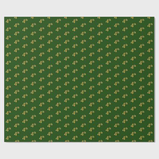 Groen, Faux Gold 4de (Vierde) Event Wrapping Paper Cadeaupapier (Vlak)