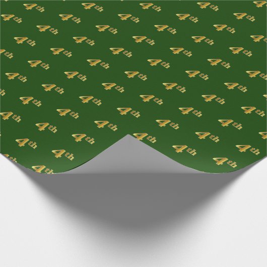 Groen, Faux Gold 4de (Vierde) Event Wrapping Paper Cadeaupapier (Hoek)