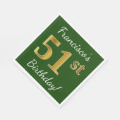 Groen, Faux Gold 51st Birthday + aangepaste naam Servet (Hoek)