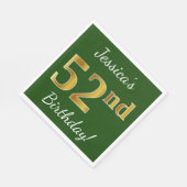 Groen, Faux Gold 52e verjaardag + Aangepaste naam Servet (Hoek)