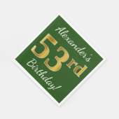 Groen, Faux Gold 53rd Birthday + Aangepaste naam Servet (Hoek)