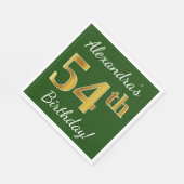 Groen, Faux Gold 54th Birthday + Eigen naam Servet (Hoek)