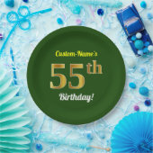 Groen, Faux Gold 55th Birthday + Eigen naam Papieren Bordje (Feest)