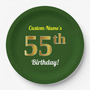 Groen, Faux Gold 55th Birthday + Eigen naam Papieren Bordje