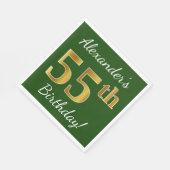 Groen, Faux Gold 55th Birthday + Eigen naam Servetten (Hoek)