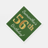 Groen, Faux Gold 56th Birthday + Eigen naam Servet (Hoek)