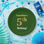 Groen, Faux Gold 5th Birthday + Eigen naam Papieren Bordje (Feest)