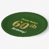 Groen, Faux Gold 60th Birthday + Aangepaste naam Papieren Bordje (Gekanteld)