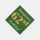 Groen, Faux Gold 62e verjaardag + Aangepaste naam Servet (Hoek)